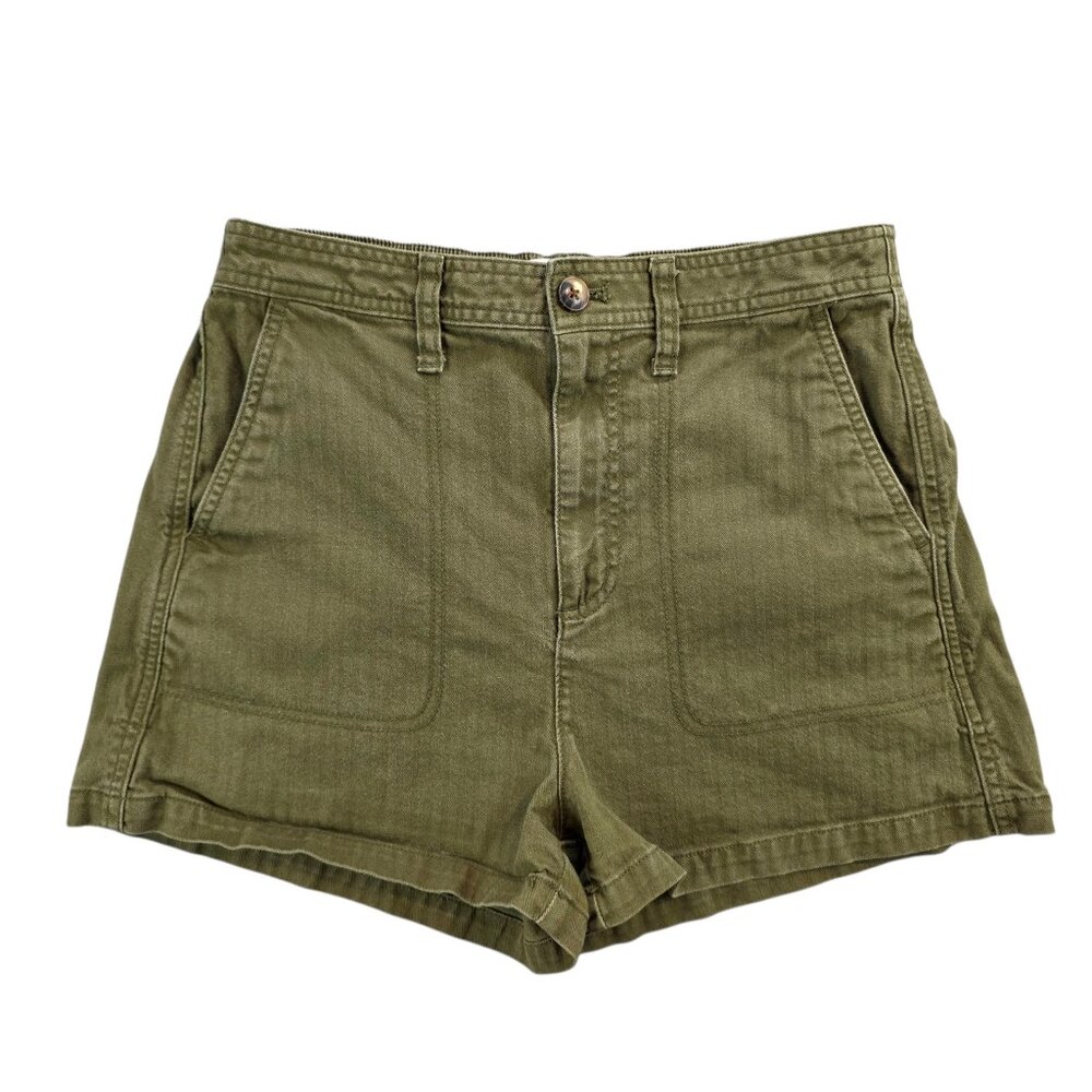 Madewell Camp Shorts Green High‎ Rise Utility Cotton Stretch Casual Short sz Sm